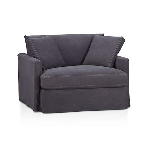 Beach towels or large bath sheets: Lounge Slipcovered Chair and a Half - Charcoal with ...