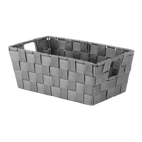 Whitmor 4 Qt Woven Strap Shelf Storage Basket In Grey 6581 2712 Grey