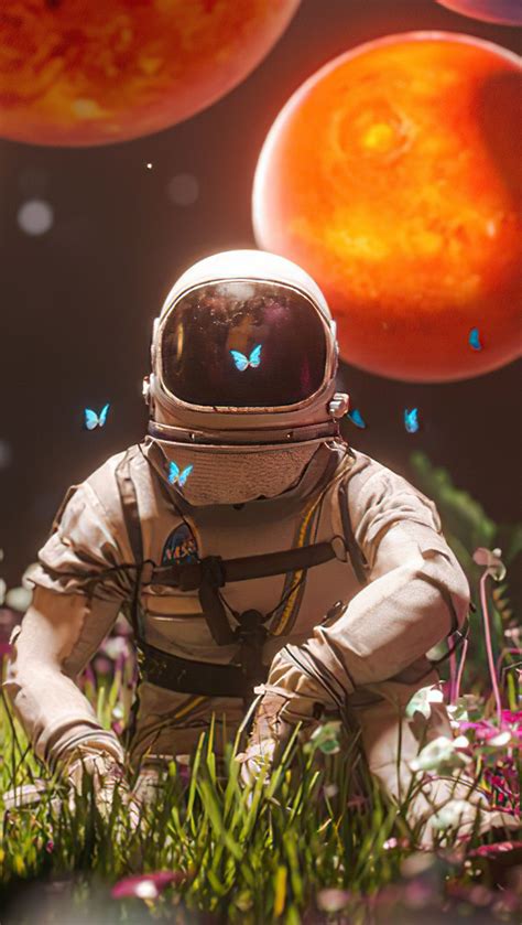 Astronauta Con Planetas Y Flores Fondo De Pantalla 4k Hd Id10667