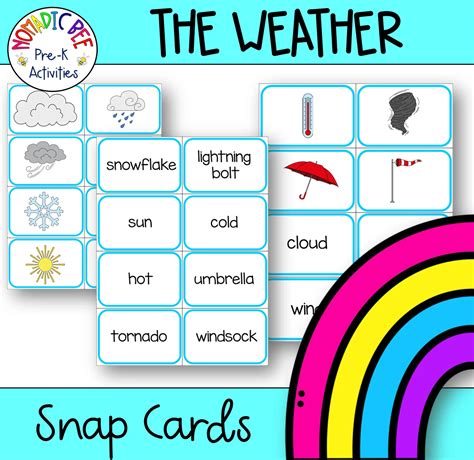 Weather Themed Word And Picture Cards Nbprekactivities