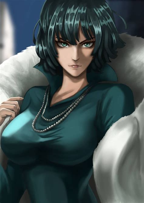 An Anime Character With Green Hair And Pearls On Her Chest Posing For The Camera