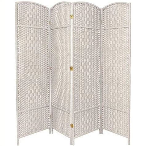 Oriental Furniture 6 Ft Tall Diamond Weave Fiber Room Divider White