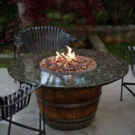 Reserve Wine Barrel Fire Pit Table Granite