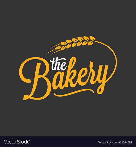 Bakery Vintage Lettering Logo With Wheat On Black Vector Image
