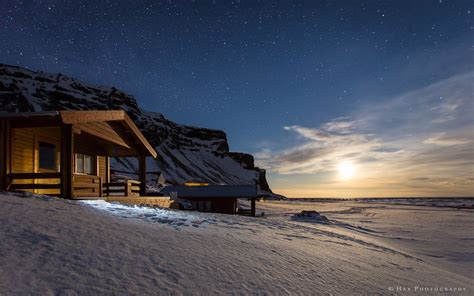 Cabin Snow Winter Stars Moonlight Night Hd Wallpaper