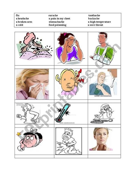 Illness Vocabulary Esl Worksheet By Aprahel11