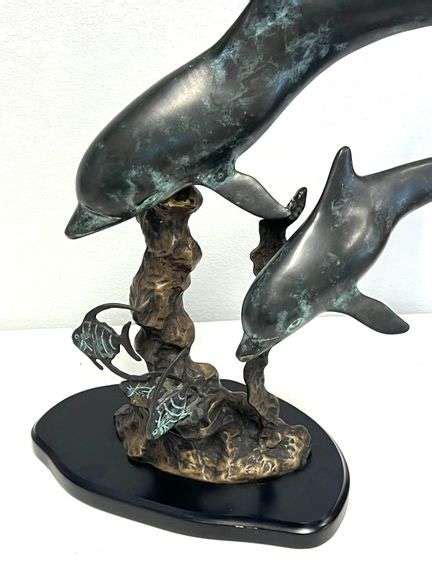 Bronze Double Dolphin Sculpture By Spi Auctionology Llc