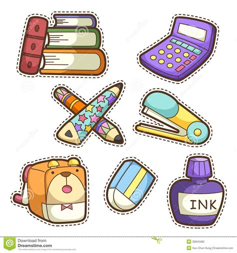 Photo About School Set Set Of Different School Items Vector Illustration Illustration Of