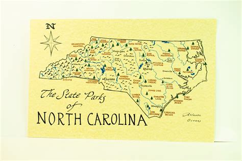 North Carolina State Parks Map Etsy Australia