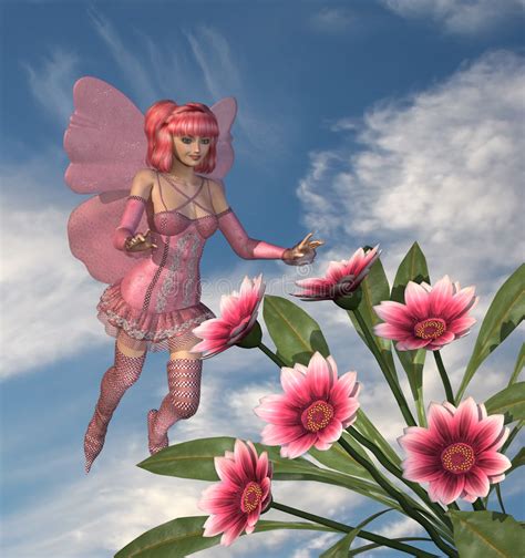 Pink Fairy With Flowers Stock Illustration Illustration Of Springtime