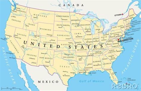 Bild Karte Der Vereinigten Staaten Von Amerika Mit Einteilung In