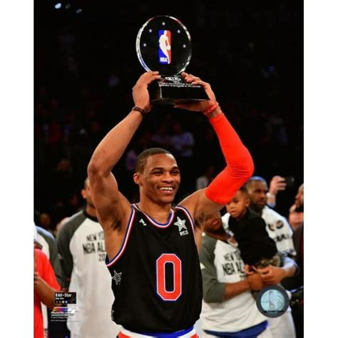 Russell Westbrook With The 2015 Nba All Star Game Mvp Trophy Photo