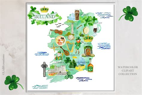 Ireland Watercolor Map By Labfcreations Thehungryjpeg