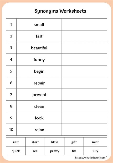 synonyms worksheets   grade synonym worksheet antonyms