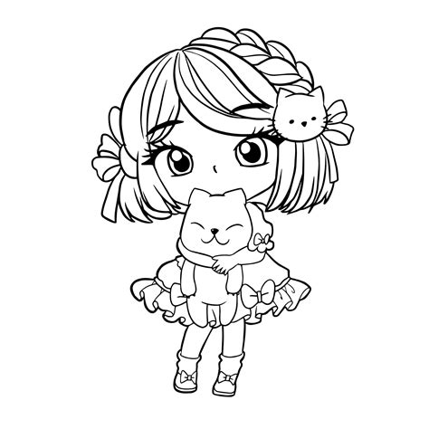 Coloring Pages Cute Girls Anime Manga Kawaii Kids Download On Freepik