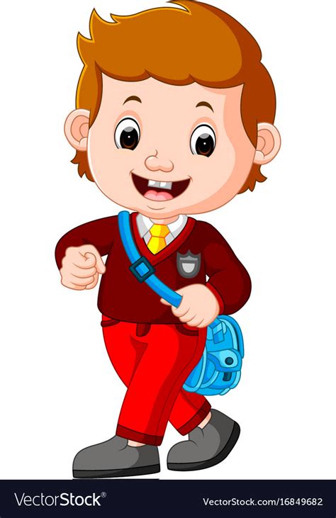 Cute Boy With Backpack Cartoon Royalty Free Vector Image