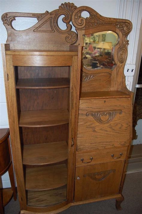 Buy modern and vintage hutches and cabinets in ottawa / gatineau area. Vintage Antique Oak Secretary Drop Front Desk Curved Glass ...