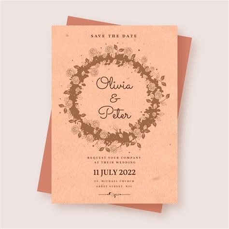 free vector hand drawn rustic wedding invitations