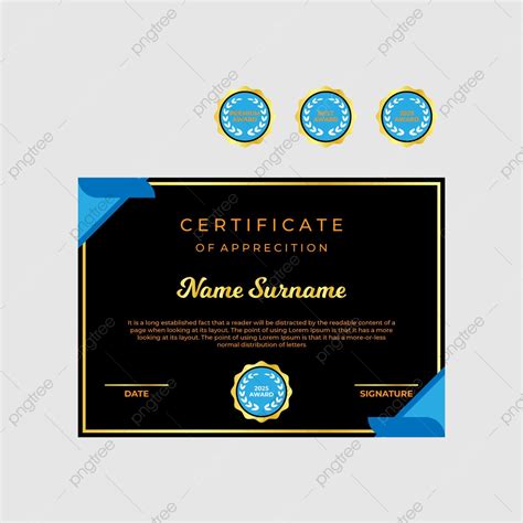 Achievement Certificate Design With Badges Template Download On Pngtree