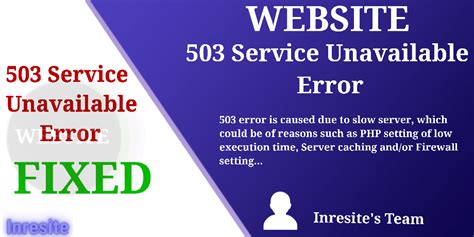 503 Service Unavailable Error • How To Fix Inresite