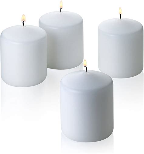 White Pillar Candles Set Of 4 Unscented Candles 3 Inch Tall 3 Inch