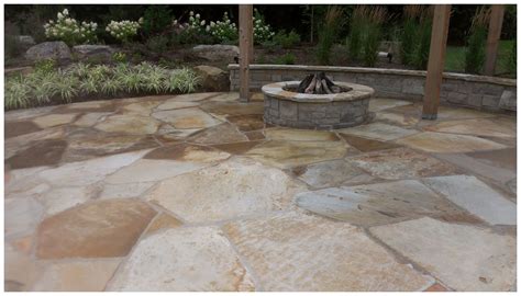 Flagstone Patio With Fire Pit Signature Landscapes And Design