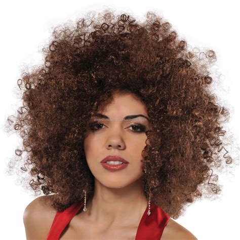 70s Brown Afro Curl Wig Adult Fancy Dress Disco Ladies 1970s Costume