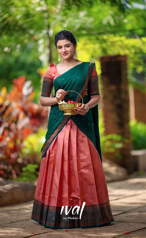 traditional half saree langa voni with copper border keep me stylish