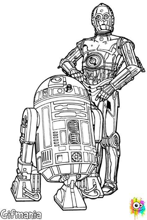 This is coloring page printable for free, so you just print it out and teach your child color at home. R2-D2 y C-3PO coloring page
