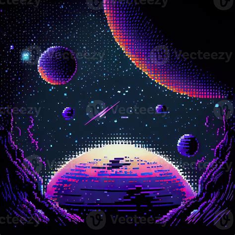 Pixel Art Space Background Ai Generated 22459338 Stock Photo At Vecteezy