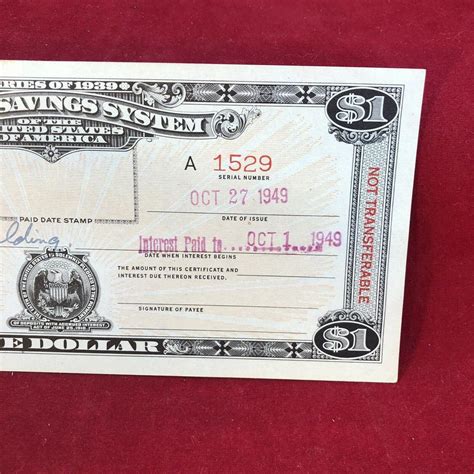 Postal Savings System 1 Certificate Series 1939 Serial A 1529 Unc