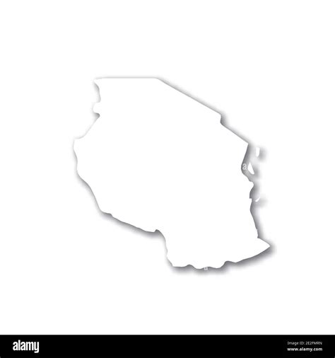 Tanzania White 3d Silhouette Map Of Country Area With Dropped Shadow