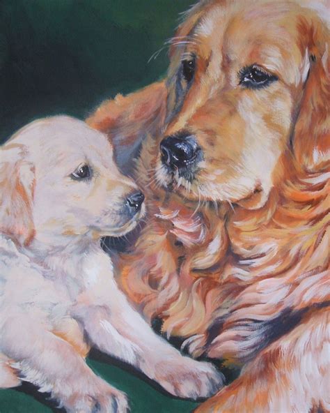 Golden Retriever Dog Art Portrait Print Of La Shepard Painting Etsy
