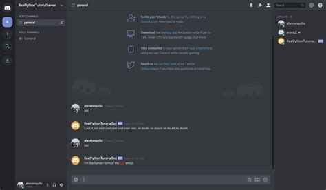 Prints a url to invite the bot to your server. How to Make a Discord Bot in Python - Real Python