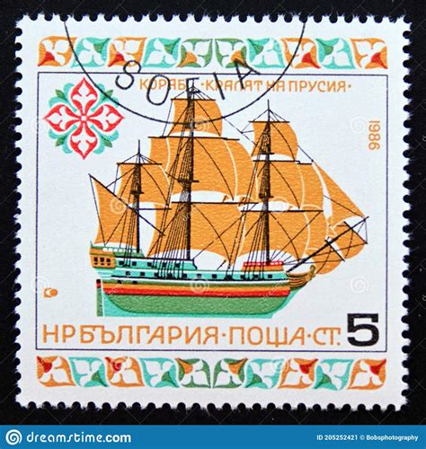 Postage Stamp Bulgaria 1986 King Of Prussia Sailing Ship Editorial