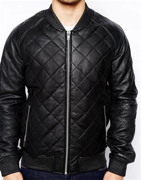 Barneys Quilted Leather Bomber Jacket 569 Asos