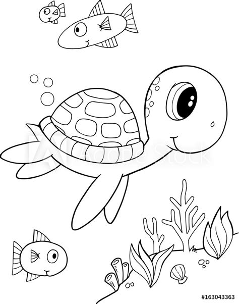 This small step is a real form to help preserve it. Fotobehang Cute Sea Turtle Vector Coloring Page - Foto4art