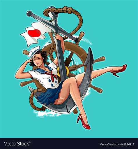 Japanese Sailor Girl Ww2 Pin Up Style Royalty Free Vector