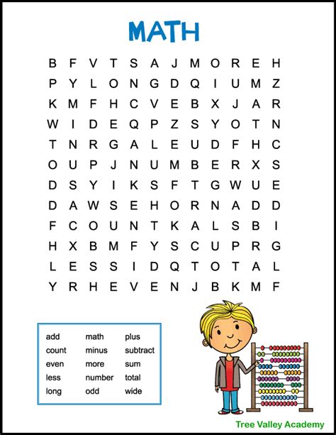 Free Printable Math Word Search Word Search Printable Free For Kids