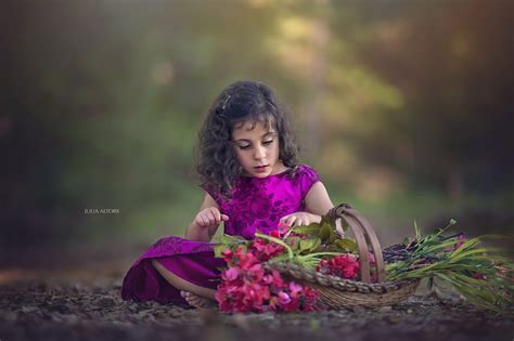 Little Girl Dress Flowers Basket Nature Girl Hd Wallpaper Peakpx