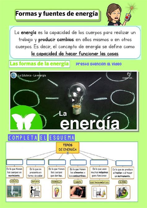 Formas y fuentes de energía Ficha interactiva Online activities