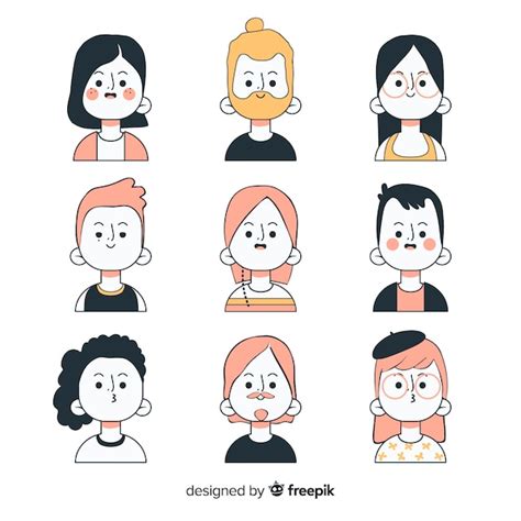 Hand Drawn People Avatar Collection Vector Free Download