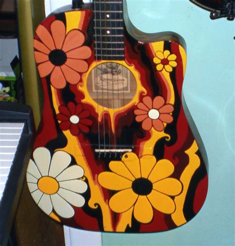 Hand Painted Flower Power Acoustic Guitar Guitar Painting Painted