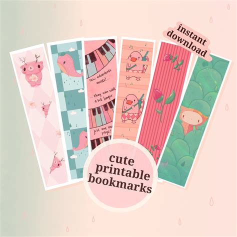 Cute Printable Bookmarks Digital Download Printables Etsy