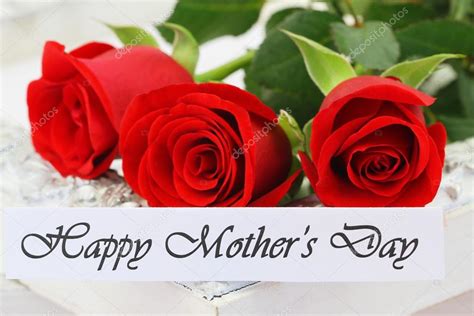 Happy Mothers Day Card With Red Roses Stock Photo By ©graletta 69791269