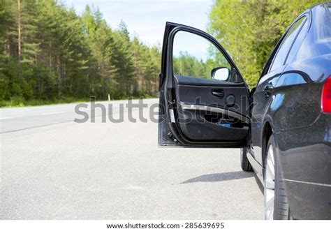 Black Vehicle Open Door Side Road Stock Photo Edit Now 285639695