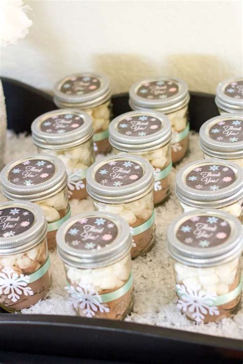 Hot Cocoa Favors At A Winter Birthday Party See More Party Planning