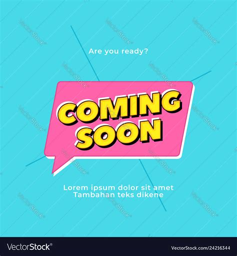 Coming Soon Text Pop Style Typography Design Vector Image