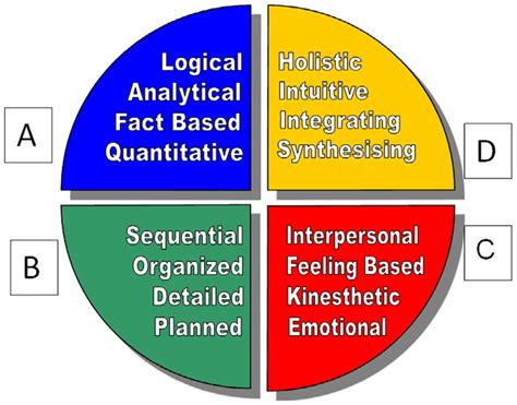 The Whole Brain Model With The Four Quadrants Of Thinking Preferences