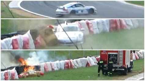Black Magic Porsche 911 Crashes And Drives Away Leaving The Track On
